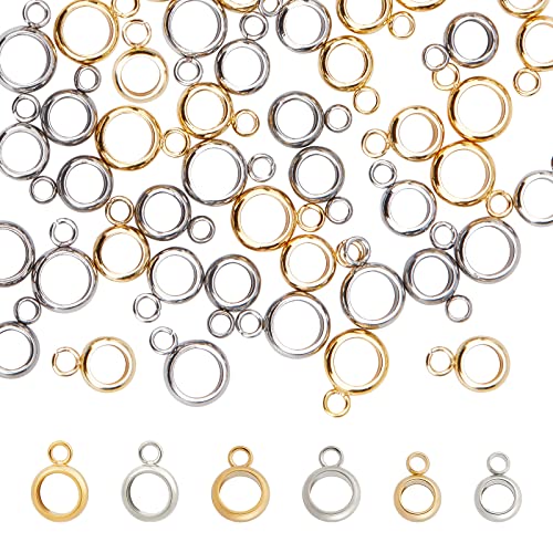 SUNNYCLUE 1 Box 60 Stück Edelstahl Bügelperlen Tube Bails Loop Hanger Links Connectors with Loop European Large Hole Spacer Loose Column Bails for Jewelry Making Snake Chain Beading DIY Supplies von SUNNYCLUE