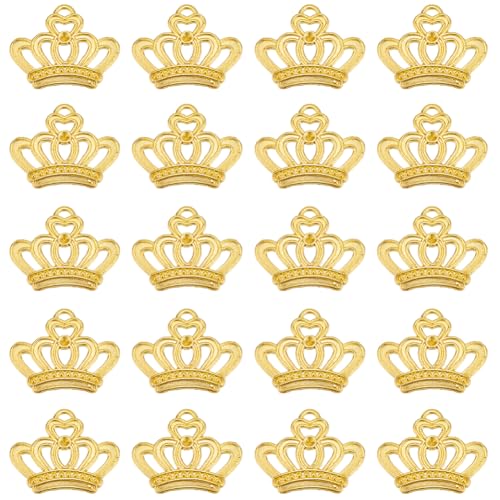 SUNNYCLUE 1 Box 60 Stück Kronen Charms Großpackung Königskronen Charm Mini Kronen Charms Legierung Vintage Kronenperle Elegante Tiara Goldfarben Hübsches Kleines Hohles Herz Kronen Charms Für Die Schm von SUNNYCLUE