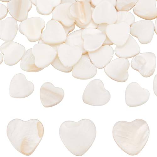 SUNNYCLUE 1 Box 60 Stück Muschel Herzperlen Muschel Abstandsperlen Flache Muschelperlen Muschelperlen Süßwasser Muschelperlen Charm Abstandshalter Lose Perlen Für Schmuckherstellung DIY Armbänder Hals von SUNNYCLUE