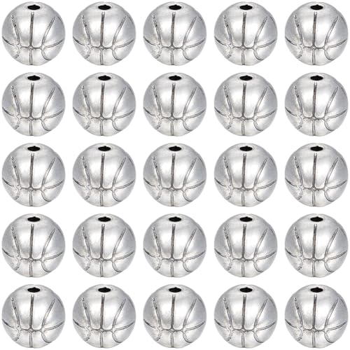 SUNNYCLUE 1 Box 75 Stück Basketball Perlen Aus Metall Große Sportperlen Charms 10x9mm Legierung Tibetisches Antiksilber Sportball Abstandshalter Für Armbänder Halsketten Ohrringe DIY Schmuckherstellu SUNNYCLUE 1 Box 75 Stück Basketball Perlen Aus Metall Große Sportperlen Charms 10x9mm Legierung Tibetisches Antiksilber Sportball Abstandshalter Für Armbänder Halsketten Ohrringe DIY Schmuckherstellu von SUNNYCLUE