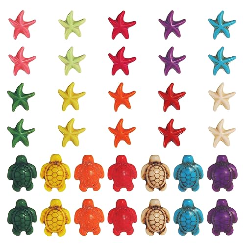 SUNNYCLUE 1 Box 80+80 Stück Schildkröten Perlen Seestern Perlen Große Schildkröten Perlen Synthetische Türkisfarbene Ozean Tier Bunte Schildkröten Perlen Für Die Schmuckherstellung Perlen Set Freundsc von SUNNYCLUE