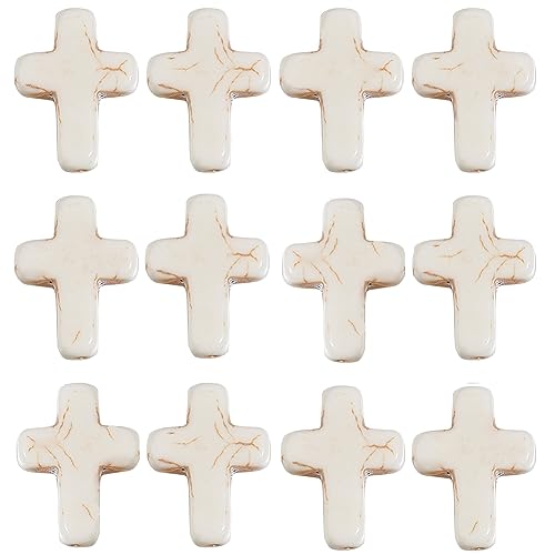 SUNNYCLUE 1 Box Ca. 40 Stück Kreuzperlen Weiße Synthetische Türkisfarbene Perlen Kleine Taschenkreuze In Großen Mengen Mini Kreuz Charm Perlen Kruzifix Perlen Für Die Schmuckherstellung Perlen Set DI von SUNNYCLUE