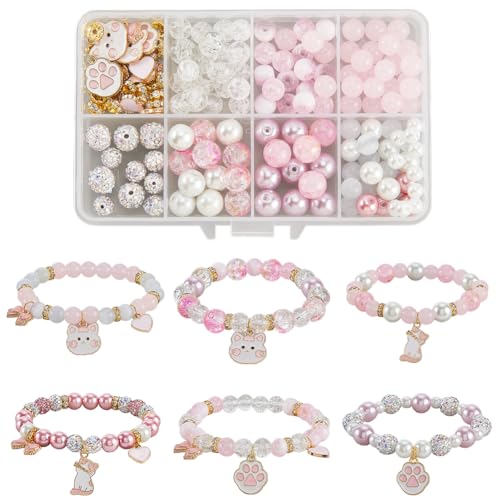 SUNNYCLUE 1 Box DIY 6 Sets Tierarmband Herstellung Kit Emaille Katze Charms Rosa Weiß Niedliche Kätzchen Schleifen Katze Pfoten Haustiere Runder Crackle Glas Charm für Schmuckherstellung Kits Frauen SUNNYCLUE 1 Box DIY 6 Sets Tierarmband Herstellung Kit Emaille Katze Charms Rosa Weiß Niedliche Kätzchen Schleifen Katze Pfoten Haustiere Runder Crackle Glas Charm für Schmuckherstellung Kits Frauen von SUNNYCLUE