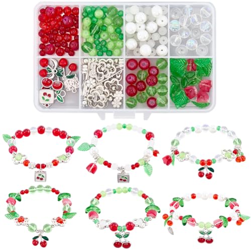 SUNNYCLUE 1 Box DIY 6 Sets Weihnachtsarmband Bastelset Kirsch Charms Metalllegierung Emaille Grüne Blätter Rote Früchte Lebensmittel Kirschen Baumeln Backen Bemalte Gläser Perlen Charm Für Schmuckhers SUNNYCLUE 1 Box DIY 6 Sets Weihnachtsarmband Bastelset Kirsch Charms Metalllegierung Emaille Grüne Blätter Rote Früchte Lebensmittel Kirschen Baumeln Backen Bemalte Gläser Perlen Charm Für Schmuckhers von SUNNYCLUE