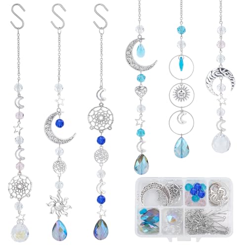 SUNNYCLUE 1 Box DIY Kristallkugel Sonnenfänger Bausatz Zum Aufhängen Regenbogen Maker Prismen Sonnenfänger Für Fenster Baum Des Lebens Outdoor Feng Shui Sun Shine Catcher Garten Ornament Facettierte P von SUNNYCLUE