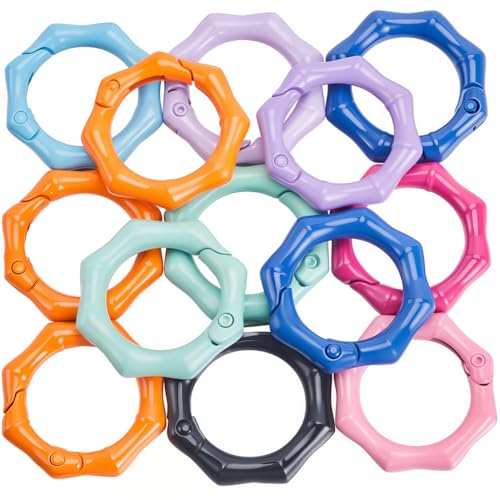 SUNNYCLUE 1 Box Mit 16 Metall Federschnallen Runder Karabinerhaken 31mm /1.22 Zoll Großer Achteckiger Bunter Schnappclip Feder O Karabinerringe Zur Schmuckherstellung DIY Kits Charms Bastelbedarf Zube von SUNNYCLUE