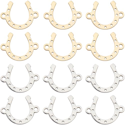 SUNNYCLUE 1 Box Mit 20 Hufeisen Verbindungsgliedern Charms Großpackung Goldenes Silber Metall Titanstahl Vintage Hufeisen 2 Löcher Verbindungsglieder Charm Für Die Schmuckherstellung Charms Ohrringe D von SUNNYCLUE