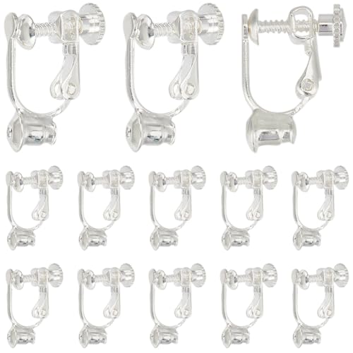 SUNNYCLUE 1 Box Mit 20 Stück Ohrringclips Mit Schraubverschluss Ohrringkonverter Messing Ohrclips Silber Nicht Durchstochene Ohren Komponenten Konverter Beschläge Für Die Schmuckherstellung Zubehör DI von SUNNYCLUE