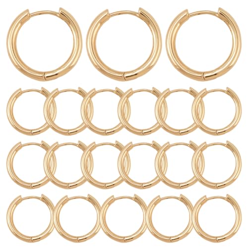 SUNNYCLUE 1 Box Mit 20 goldenen Haken Ohrringen Huggie Ohrringen Creolen Metall Messing Runder Ring Winzige Knorpel Creolenhaken Beschläge Mit Riegelverschluss Für Die Schmuckherstellung DIY Basteln D von SUNNYCLUE
