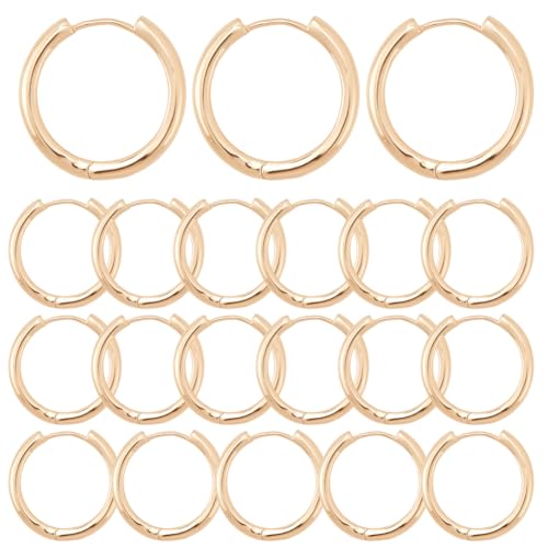 SUNNYCLUE 1 Box Mit 20 goldenen Huggie Creolen Ohrringhaken Aus Messing Runder Metallring Kreis Winzige Knorpel Ohrringhaken Creolen Beschläge Mit Riegelverschluss Für Die Schmuckherstellung DIY Baste von SUNNYCLUE