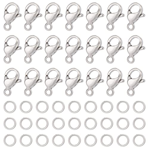 SUNNYCLUE 1 Box Mit 240 Karabinerverschlüssen 304 Karabinerverschlüssen Aus Edelstahl Mit 120 offenen Biegeringen Kit Mit Silbernen Halsketten Armbändern Verschlüssen Haken Für Die Schmuckherstellung von SUNNYCLUE
