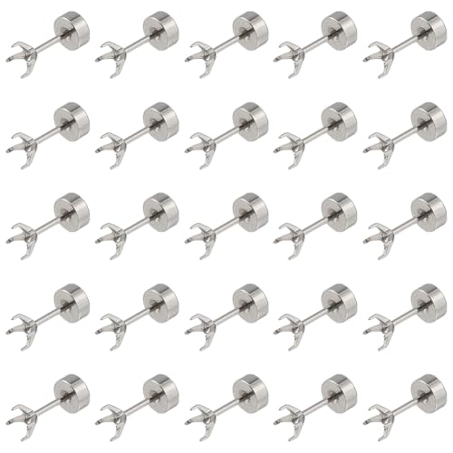SUNNYCLUE 1 Box Mit 30 Ohrsteckerfassungen Krappenohrringrohlingen Silberfarben Mit 30 Ohrmuttern 304 Edelstahlperlen Strasssteinen Krallenohrsteckern Zur Schmuckherstellung Zubehör Stift: 0.8x8mm von SUNNYCLUE