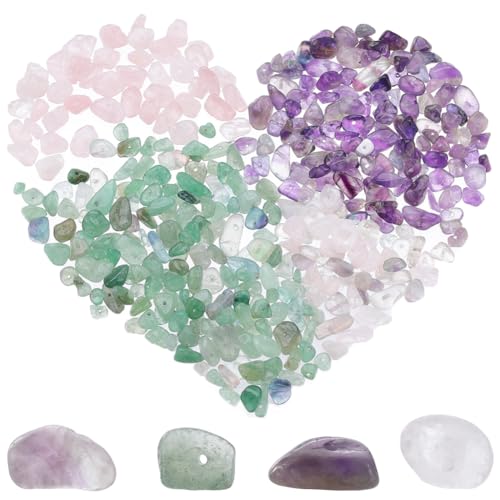 SUNNYCLUE 1 Box Mit 4 Strängen Splitterstein Perlenstrang Natürliche Kristallstücke Grüner Aventurin Amethyst Rosenquarz Fluorit Splittersteine Lose Perlen Für Schmuckherstellung DIY Handwerk Vase Hei von SUNNYCLUE