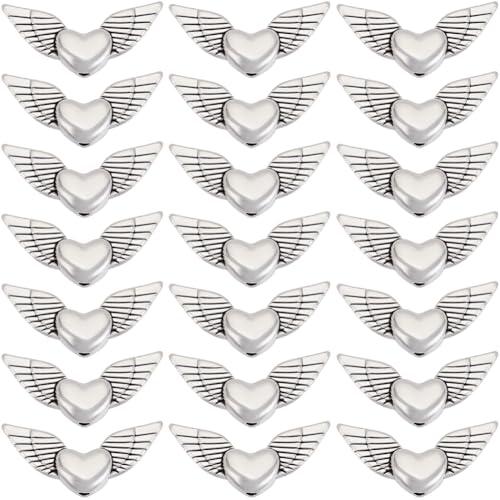 SUNNYCLUE 1 Box Mit 50 Flügelperlen Engelsperlen Aus Metall Kleine Flügel Herz Legierung Antiksilber Tibetischer Stil Feen Abstandshalter Lose Perlen Zur Schmuckherstellung Charms Perlenarmbänder Zube SUNNYCLUE 1 Box Mit 50 Flügelperlen Engelsperlen Aus Metall Kleine Flügel Herz Legierung Antiksilber Tibetischer Stil Feen Abstandshalter Lose Perlen Zur Schmuckherstellung Charms Perlenarmbänder Zube von SUNNYCLUE