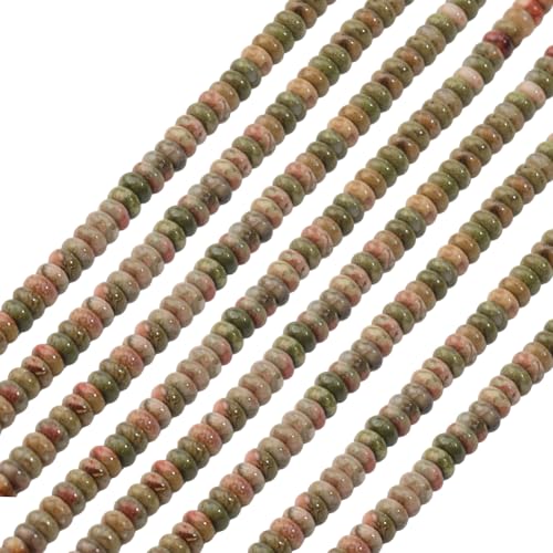 SUNNYCLUE 1 Box Mit Ca 158 Stück 4mm Heishi Steinperlen Unakit Perlen 4mm Stränge Kleine Flache Runde Grüne Scheiben Lose Abstandshalter Zum Basteln Armbänder Zubehör DIY Schmuckherstellung Halsketten von SUNNYCLUE