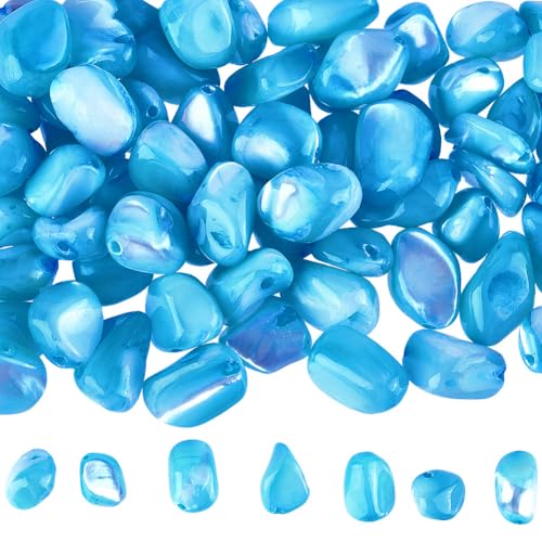 SUNNYCLUE 1 Box Mit Ca. 100 Muschelperlen Blaue Chip Perlen Unregelmäßig Gebohrt Sommer Trochus Ozean Muschel Strandperle Zur Schmuckherstellung Armbänder Halsketten Ohrringe DIY Basteln Dekoration An von SUNNYCLUE