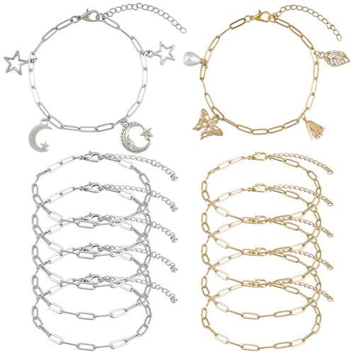 SUNNYCLUE 1 Box mit 12 Büroklammern, Armbandkette, Silber und Gold, Büroklammerkette, 304 Edelstahl, Armbänder, Verlängerungskabel, Ketten mit Karabinerverschluss für Schmuckherstellung, Damen SUNNYCLUE 1 Box mit 12 Büroklammern, Armbandkette, Silber und Gold, Büroklammerkette, 304 Edelstahl, Armbänder, Verlängerungskabel, Ketten mit Karabinerverschluss für Schmuckherstellung, Damen von SUNNYCLUE