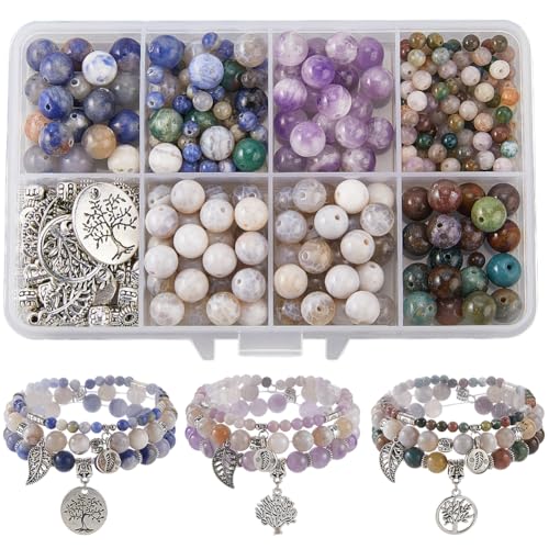 SUNNYCLUE 1 Box mit 310 Stück DIY 3 Sets Armbandherstellungs-Kits Baum des Lebens Charms, Blatt-Charms, natürlicher Edelstein, mehrschichtige Boho-Armbänder, Steinperlen für Schmuckherstellung SUNNYCLUE 1 Box mit 310 Stück DIY 3 Sets Armbandherstellungs-Kits Baum des Lebens Charms, Blatt-Charms, natürlicher Edelstein, mehrschichtige Boho-Armbänder, Steinperlen für Schmuckherstellung von SUNNYCLUE