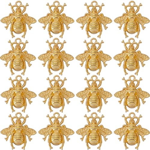 SUNNYCLUE 1 Box 50 Stück Kleine Bienenanhänger Honigbienenanhänger Großpackung Süßes Mini Insekt Gold Fleißige Honigbienen Legierung Federanhänger Für Die Schmuckherstellung Charms Zubehör DIY Halsket von SUNNYCLUE