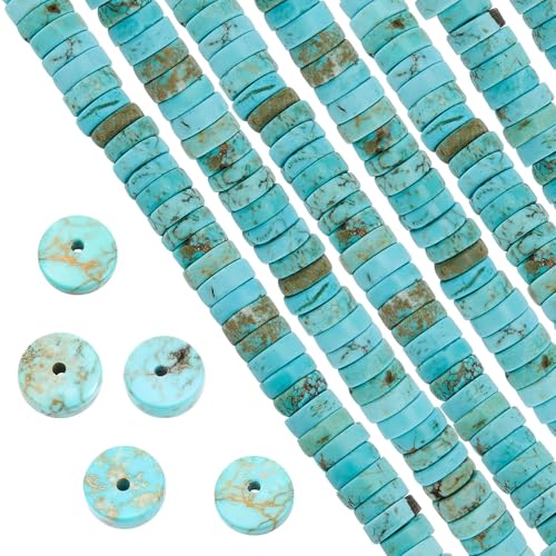 SUNNYCLUE 1 Schachtel 122 Stück Edelsteine Heishi Perlen Natürliche Howlith Perlen Flache Runde Perlen 8 mm Perlenscheibe Steine Lose Abstandsperlen Für Die Schmuckherstellung Perlen Kit Türkis Farbe von SUNNYCLUE