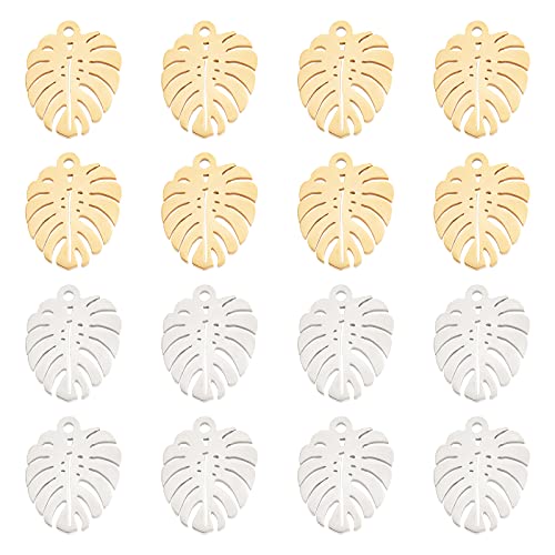 SUNNYCLUE 1 Schachtel 20 Stück 2 Farben Monstera Blatt Charm Goldblätter Charms Sring Pflanzen Charm Edelstahl Blatt Charms Für Die Schmuckherstellung Charms Frauen Erwachsene Zum Basteln von Ohrringe von SUNNYCLUE