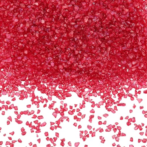 SUNNYCLUE 1 Schachtel 200 g Zerstoßenes Glas Große Menge Zerbrochener Glassplitter Kleine Klobige Flocken Pailletten Rote Unregelmäßige Kristallspiegelstücke Für Nagelkunst Kunstharzhandwerk DIY Vasen von SUNNYCLUE