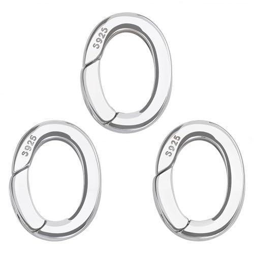 SUNNYCLUE 1 Schachtel 3 Stück 15mm O Ring Clip Mit Feder 925 ovale Federringe Aus Sterlingsilber Karabinerhaken Aus Metall Verschlüsse Für Geldbörsen Karabinerhaken Torringe Zur Schmuckherstellung Sc von SUNNYCLUE