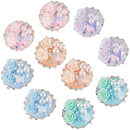 SUNNYCLUE 10 Stück 5 Farben Blumen Strassperlen Handgefertigte Polymer Tonperlen Lose Frühlingsblumen Rosen Und Schmetterlinge Kunstperlen In Weiß Lose Abstandshalter Für Perlenstifte Schmuckherstellu von SUNNYCLUE