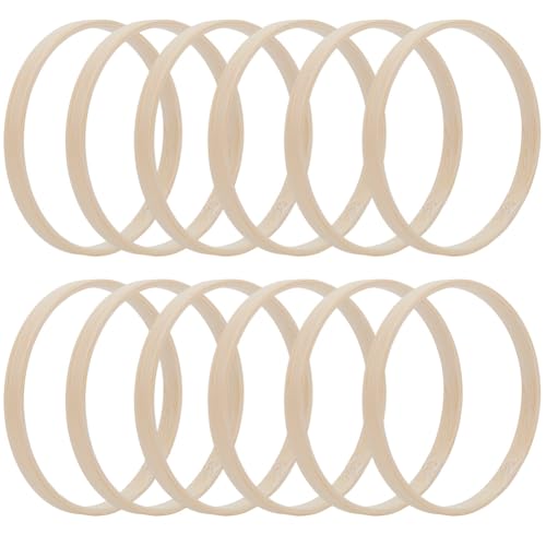 SUNNYCLUE 12 Stück Holz Makramee Reifen 10cm /394 Zoll Natürliche Bambuskreise Kranz Reifen Bastelringe Holz Bambus Traumfänger Blumenringe Für DIY Hochzeitskranz Wandbasteln Hängende Dekoration von SUNNYCLUE