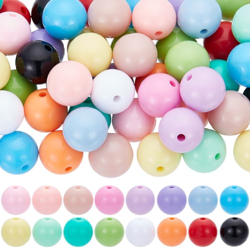 SUNNYCLUE 16 Farbe 96 Stück 16mm Kaugummiperlen Undurchsichtige Runde Perlen Große Acrylperlen Kaugummi Weiß Rosa Grün Kugel Bonbon Macaron Klobige Perlen Für Stifte DIY Halsketten Armbänder Bastelbe von SUNNYCLUE