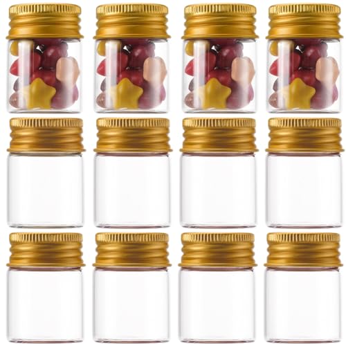 SUNNYCLUE 20 Stück Transparente Reagenzgläser Aus Glas 15 ml Probenfläschchen Winzige Glasperlenflaschen Mit Goldenem Aluminium Schraubverschluss Mini Glasflaschen Glasgefäße Für Ätherische Öle Flüssi von SUNNYCLUE