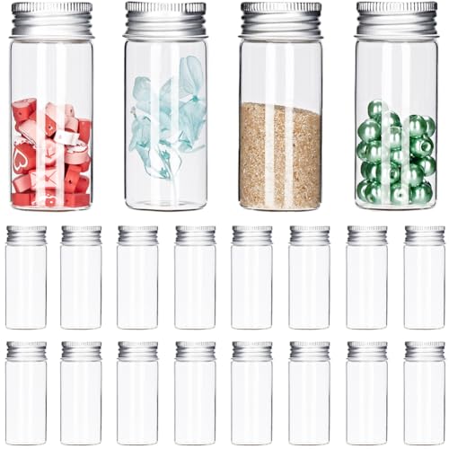 SUNNYCLUE 24 Stück Kleine Gläser Mit Aluminium Schraubverschluss 30 ml Mini Glasgefäße Glasfläschchen Kleine Fläschchen Glasperlenflaschen Klare Versiegelte Glasflaschen Für Flüssigkeiten Pflanzen Hei von SUNNYCLUE