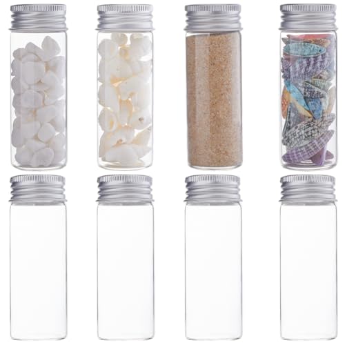 SUNNYCLUE 24 Stück Mini Glasflaschen 40 ml Glasgefäße Mit Aluminium Schraubverschluss Reagenzglas Set Aus Glas Winzige Versiegelte Glasflasche Leeres Glasfläschchen Mini Gläser Für Heimwerker Basteln von SUNNYCLUE