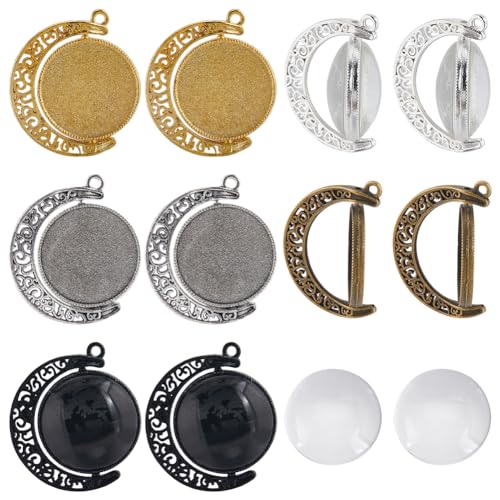 SUNNYCLUE 30 Stück Runde Cabochon Tablett Cabochon Lünettenfassungen Doppelseitiges Mondförmiges Cabochon Set Große Klarglas Cabochons Drehbare Tabletts Vintage Stil Lünetten Basisrohlinge Für Schmuck SUNNYCLUE 30 Stück Runde Cabochon Tablett Cabochon Lünettenfassungen Doppelseitiges Mondförmiges Cabochon Set Große Klarglas Cabochons Drehbare Tabletts Vintage Stil Lünetten Basisrohlinge Für Schmuck von SUNNYCLUE