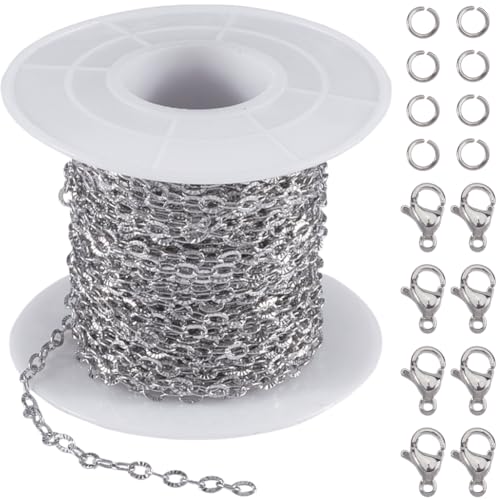 SUNNYCLUE 32.8 Fuß Edelstahl Kabelkettenrolle Ketten Zur Schmuckherstellung Großpackung Silber 3.5mm Strukturiertes Kabel Rändelung Gelötete Spulenglieder Kits Für Die Schmuckherstellung Halsketten Ar SUNNYCLUE 32.8 Fuß Edelstahl Kabelkettenrolle Ketten Zur Schmuckherstellung Großpackung Silber 3.5mm Strukturiertes Kabel Rändelung Gelötete Spulenglieder Kits Für Die Schmuckherstellung Halsketten Ar von SUNNYCLUE