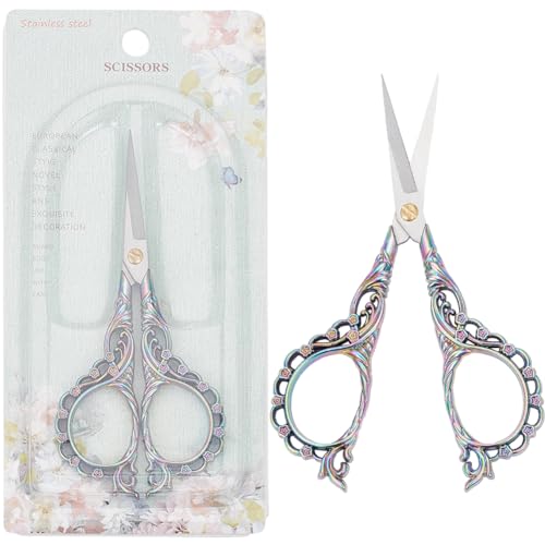 SUNNYCLUE 4.5 Zoll Stickschere Aus Edelstahl Detailschere Nähschere Vintage Blumen Scharfspitze Trimmschere Zum Schneiden von Stoff Basteln Stricken Einfädeln Handarbeiten Kunstwerke Heimwerkerwerkzeu von SUNNYCLUE