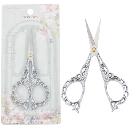 SUNNYCLUE 4.5 Zoll Stickschere Aus Edelstahl Silberne Nähschere Kleine Blume Scharfe Spitze Trimmschere Zum Schneiden von Stoff Basteln Stricken Einfädeln Handarbeiten Kunstwerke Heimwerkerwerkzeuge von SUNNYCLUE