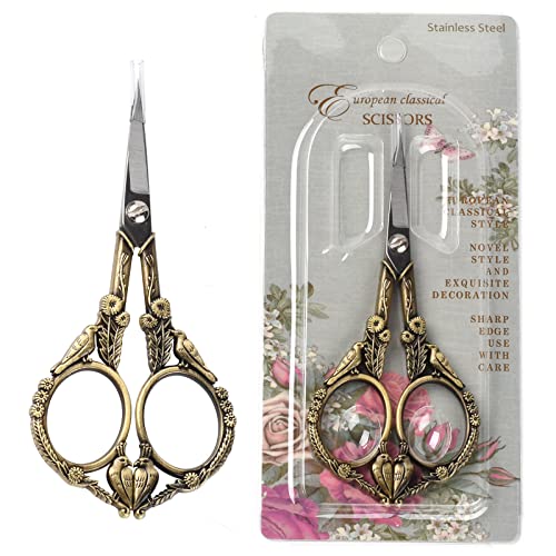 SUNNYCLUE 4.67 Zoll Stickerei Nähschere Edelstahl Retro Stil Pfau Nähschere Zum Schneiden von Papier Stoff Basteln Einfädeln Kreuzstich Haushalt Täglicher Gebrauch Antik Bronze von SUNNYCLUE