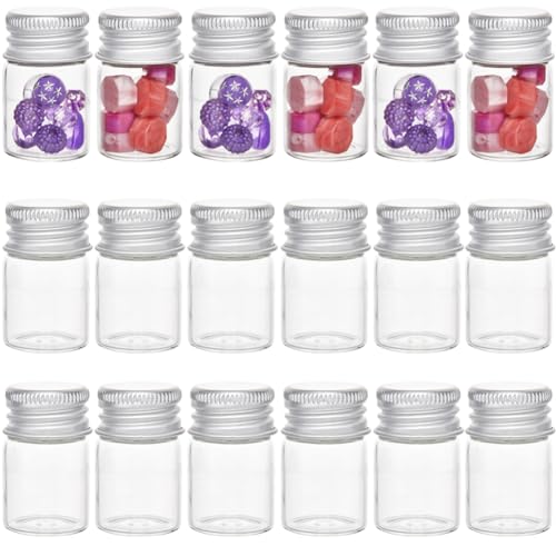 SUNNYCLUE 40 Stück Kleine Glasgefäße 6 ml Klare Mini Glasflaschen Mit Aluminium Schraubverschluss Mini Glasgefäße Winzige Fläschchen Kleine Gefäße Kleine Glasfläschchen Für Heimwerker Basteln Aufbewah von SUNNYCLUE