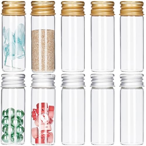 SUNNYCLUE 40 Stück Mini Glasgefäße 12 ml Winzige Gefäße Mit Aluminium Schraubverschluss Mini Glasfläschchen Kleine Glasflaschen Reagenzglas Glas Nachrichten Probenflasche Für Hochzeitsgeschenke Partyg von SUNNYCLUE