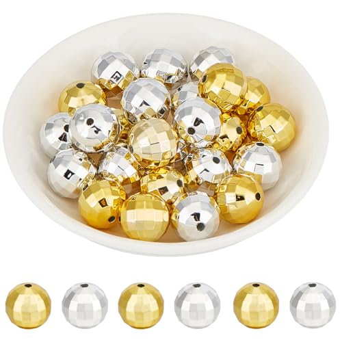 SUNNYCLUE 40 Stück Spiegelkugelperle Acryl Diskoperlen Großpackung Gold/Silber Facettierte Runde Kugeln Reflektierende Spiegelkugeln Kleine Lose Abstandsperlen Zur Schmuckherstellung Armbänder Halsket SUNNYCLUE 40 Stück Spiegelkugelperle Acryl Diskoperlen Großpackung Gold/Silber Facettierte Runde Kugeln Reflektierende Spiegelkugeln Kleine Lose Abstandsperlen Zur Schmuckherstellung Armbänder Halsket von SUNNYCLUE