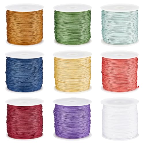 SUNNYCLUE 443 Yard 9 Rollen Nylon Perlenschnüre Macaron Farbe 0.8 mm Chinesische Knotenschnur Rot Grün Blau Lila Freundschaftsarmband Flechtfaden Nylonschnur Für Armbänder Windspiel Kumihimo von SUNNYCLUE