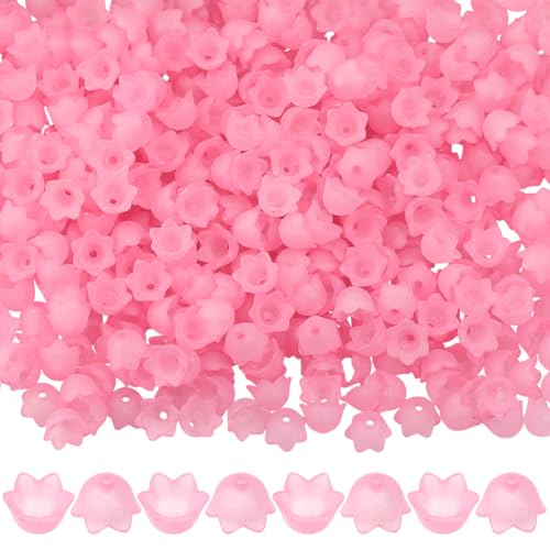 SUNNYCLUE 600 Stück Maiglöckchenperlen Acryl Blumen Perlenkappen Rosa Transparent Frühlingsblumen Glockenblumenform Lose Enden Mini Abstandshalter Für Die Schmuckherstellung Armbänder Halsketten DIY B von SUNNYCLUE