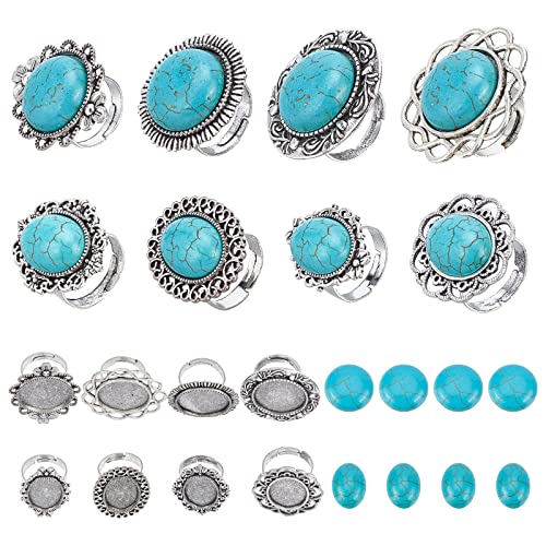 SUNNYCLUE 8 Sets 2 Stile DIY Edelstein Cabochon Ringfassung Verstellbarer Ovaler Flacher Runder Ringrohlinge Und Ovaler Türkis Cabochons Für Frauen Anfänger DIY Ringschmuckherstellung SUNNYCLUE 8 Sets 2 Stile DIY Edelstein Cabochon Ringfassung Verstellbarer Ovaler Flacher Runder Ringrohlinge Und Ovaler Türkis Cabochons Für Frauen Anfänger DIY Ringschmuckherstellung von SUNNYCLUE