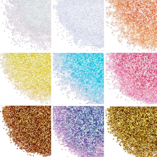 SUNNYCLUE 90g 9 Farben Bingsu Perlen Knusprige Bingsu Perlen Weiß Rosa Gold Kunststoff Sortiment Glitzer Add Ins Crimp Strohhalm Röhrenperle Großpackung Zum Befüllen von Vasen Knusprige Hochzeit Heim von SUNNYCLUE