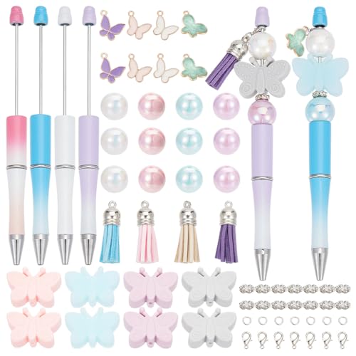 SUNNYCLUE DIY 8 Set Schmetterling Perlenstifte Bastelset Perlenstifte Großpackung Schmetterlinge Perlenstifte Silikonperlenstifte Kugelschreiber Schwarze Tinte Perlenstifte Für Lehrer Studenten Kranke von SUNNYCLUE