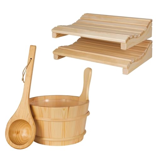 SUNNYDEALS klassisches Saunazubehörset | Saunaset 4-teilig aus naturbelassenem Holz | Saunaeimer & Kunststoffeinsatz 4l | Saunakelle | 2X ergonomische Sauna Kopfstütze SUNNYDEALS klassisches Saunazubehörset | Saunaset 4-teilig aus naturbelassenem Holz | Saunaeimer & Kunststoffeinsatz 4l | Saunakelle | 2X ergonomische Sauna Kopfstütze von SUNNYDEALS