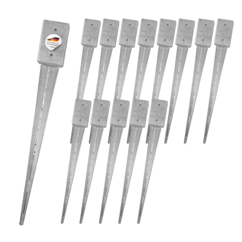 SunnyDeals Einschlaghülsen für Pfosten 7x7 cm | 14er Set Bodeneinschlaganker verzinkt | Einschlaghülsen ca. 71x71x750 mm | Bodenanker für Kantholzpfosten ohne Betonieren von SUNNYDEALS