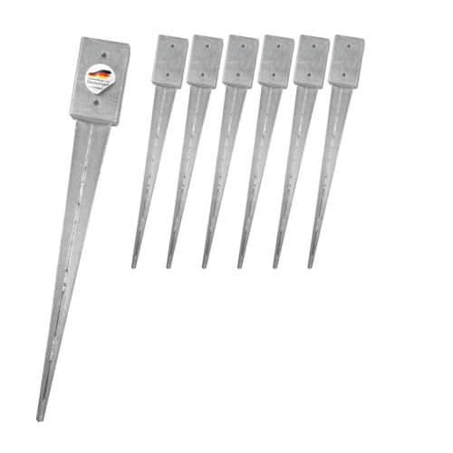 SunnyDeals Einschlaghülsen für Pfosten 7x7 cm | 7er Set Bodeneinschlaganker verzinkt | Einschlaghülsen ca. 71x71x750 mm | Bodenanker für Kantholzpfosten ohne Betonieren von SUNNYDEALS