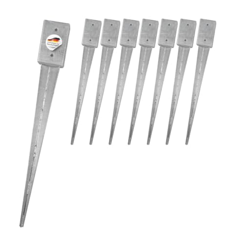 SunnyDeals Einschlaghülsen für Pfosten 7x7 cm | 8er Set Bodeneinschlaganker verzinkt | Einschlaghülsen ca. 71x71x750 mm | Bodenanker für Kantholzpfosten ohne Betonieren von SUNNYDEALS